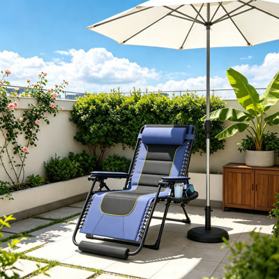 Heated Zero Gravity Chair with Dual-Zone Heating, 0-170° Adjustable Reclining Lounge Chair, 500 lbs Capacity, Aluminum Alloy Lock, Thick Cushion & Pillow, Foldable Outdoor Patio Chair