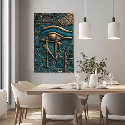 1Pc Framed Canvas Poster Print Eye of Egypt, hieroglyphics, ancient Egyptian relief art style Wall Art Wall Pediments, Wall Decor, Perfect for Room Decor Living Room Bedroom Office Kitchen Bathroom Home Decor, Rustic & Modern Ideal Home Wall Decoration