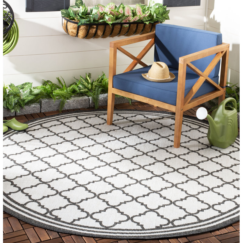 Adler Performance Geometric Indoor/Outdoor Area Rug, Round 6'7"