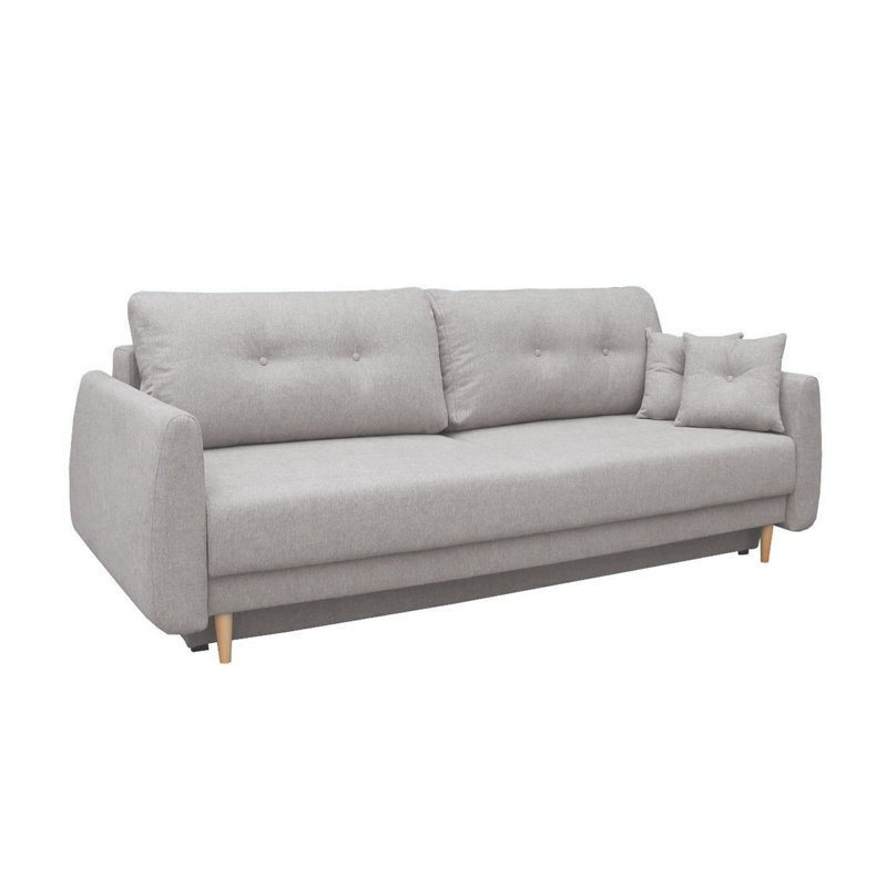 Canapé-lit Nord avec rangement et 2 coussins décoratifs Nord, Polyester gris clair
