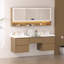 Ensemble de meuble-lavabo double mural 72 po avec plateau en pierre reconstituée et armoire de rangement modulaire-219074142