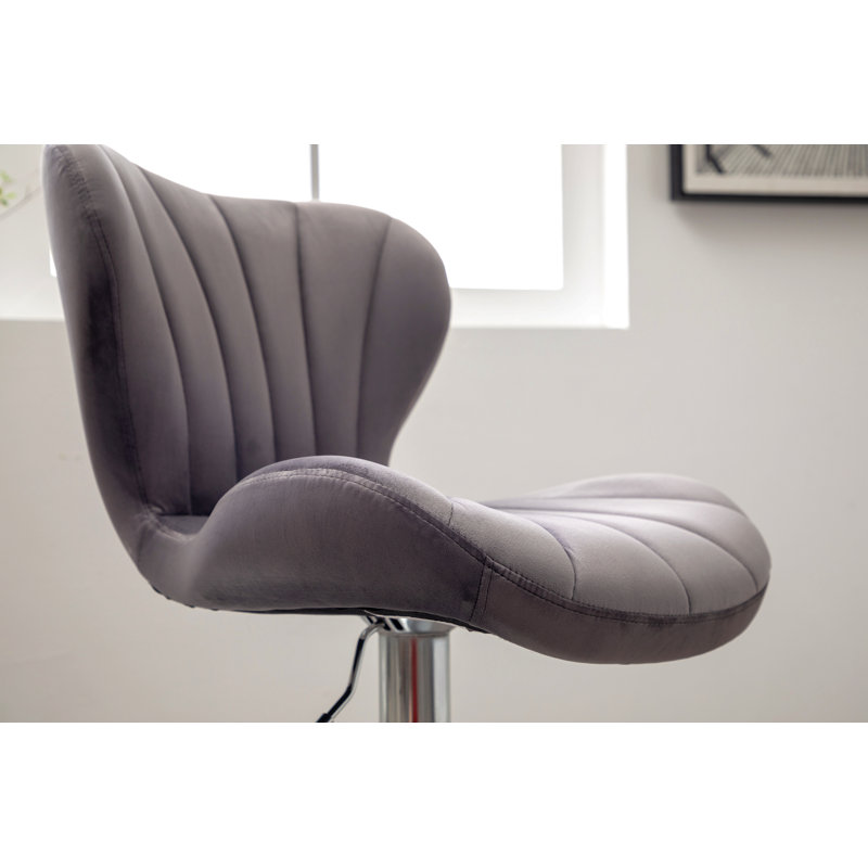 Ellston Upholstered Adjustable Swivel Barstools, Set Of 2, Gray