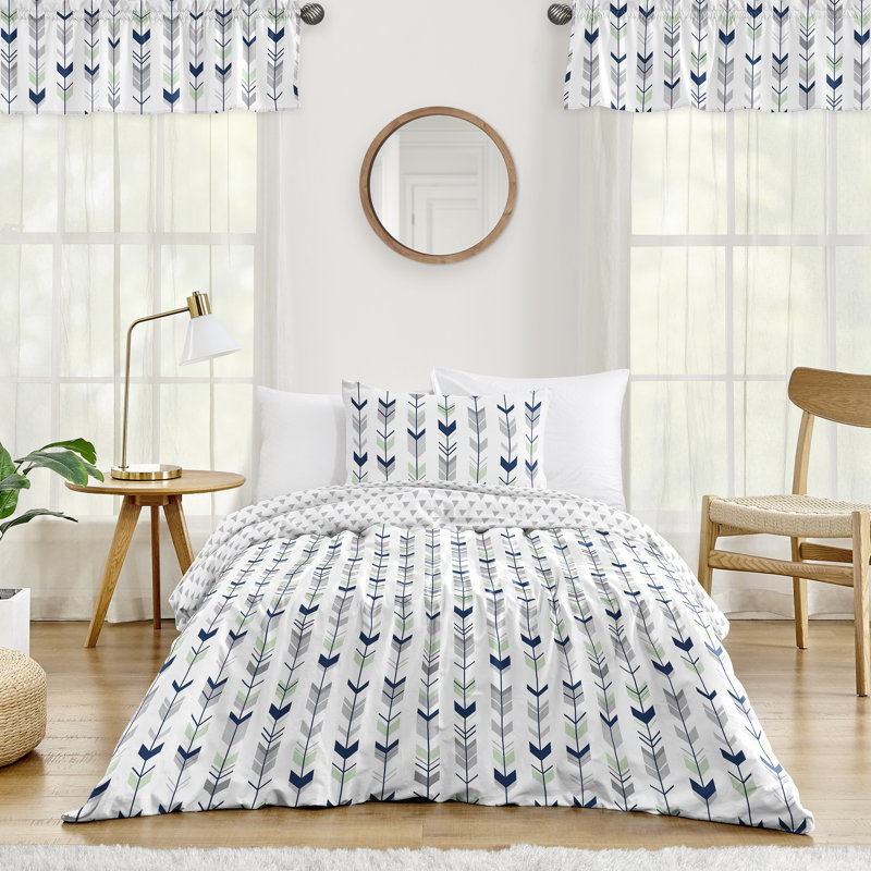 Ensemble d'édredon Mod Arrow par Sweet Jojo Designs, Gris / Marine / Menthe, Édredon pour lit simple + 1 taie décorative stan