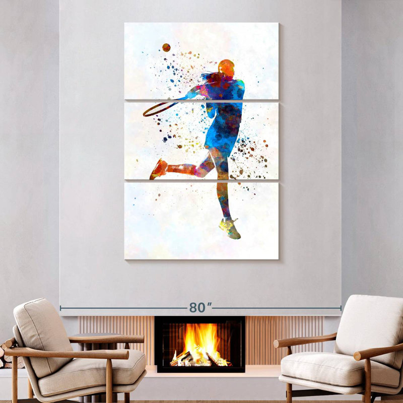 Sirci, joueuse de tennis à l'aquarelle I, H 74 po x l 48 po