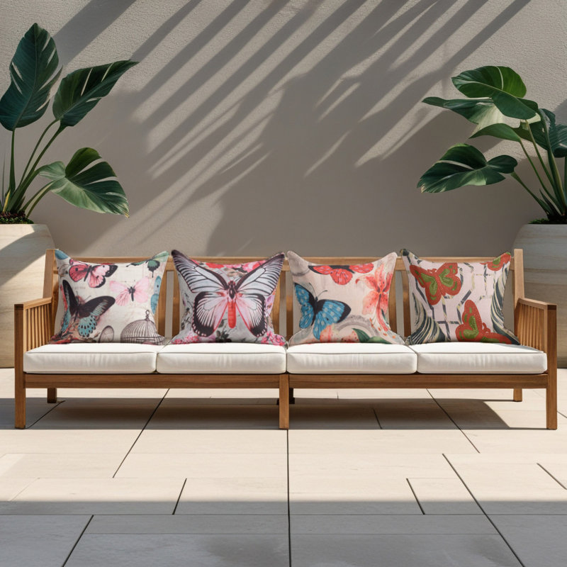 Ensemble de 4 housses de coussins décoratifs à motif de papillons pour Noël Décoration intérieure et cadeau