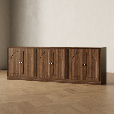 Set Of 3 Sideboard Cabinets With Doors, Walnut