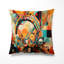 Coussin décoratif géométrique orange et bleu Odeth-135800682