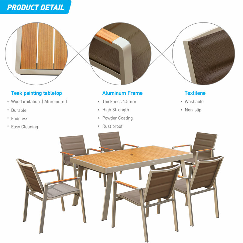 Nofi Outdoor 7 - Piece Dining Set, Brown