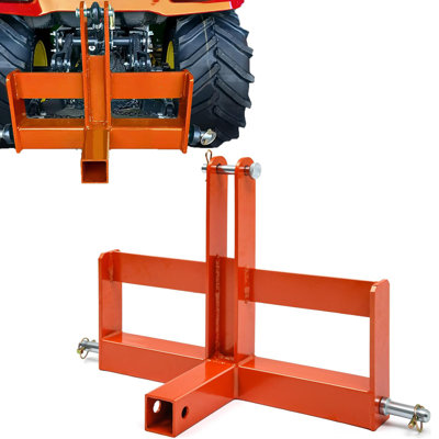 Heavy Duty 3-Point Quick Hitch Trailer Hitch with 2" Receiver for Category 1 Tractors – Stainless Steel Drawbar Adapter, Suitcase Weight Brackets, Ideal for Farming, Hauling, and Towing – Orange