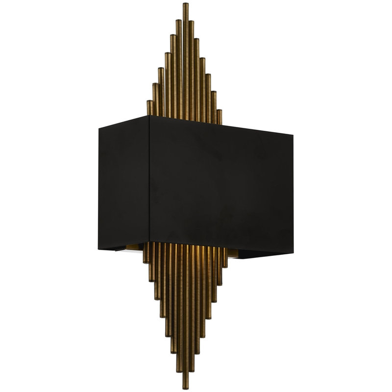 Modern Industrial Wall Lamp, Black & Gold Metal Body, 22.8 x 10.2 x 5.1 inches | E14 Socket, Max 4W | Glam Novelty Design, Perfect for Living Room & Bedroom Decor | IP20 Rated, 220-240V, 50-60Hz