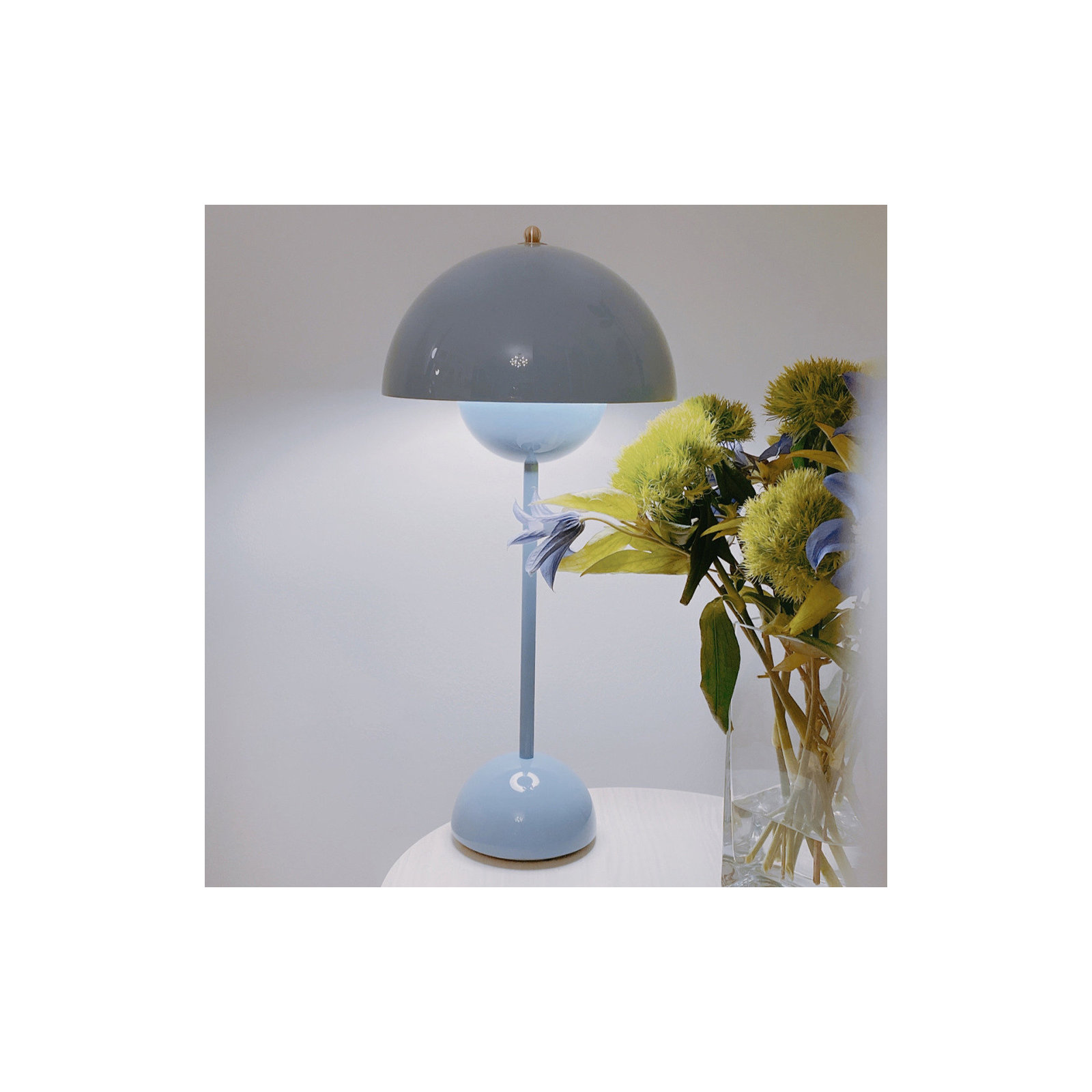 Brunilde Adjustable Metal Table Lamp, Blue, Blue