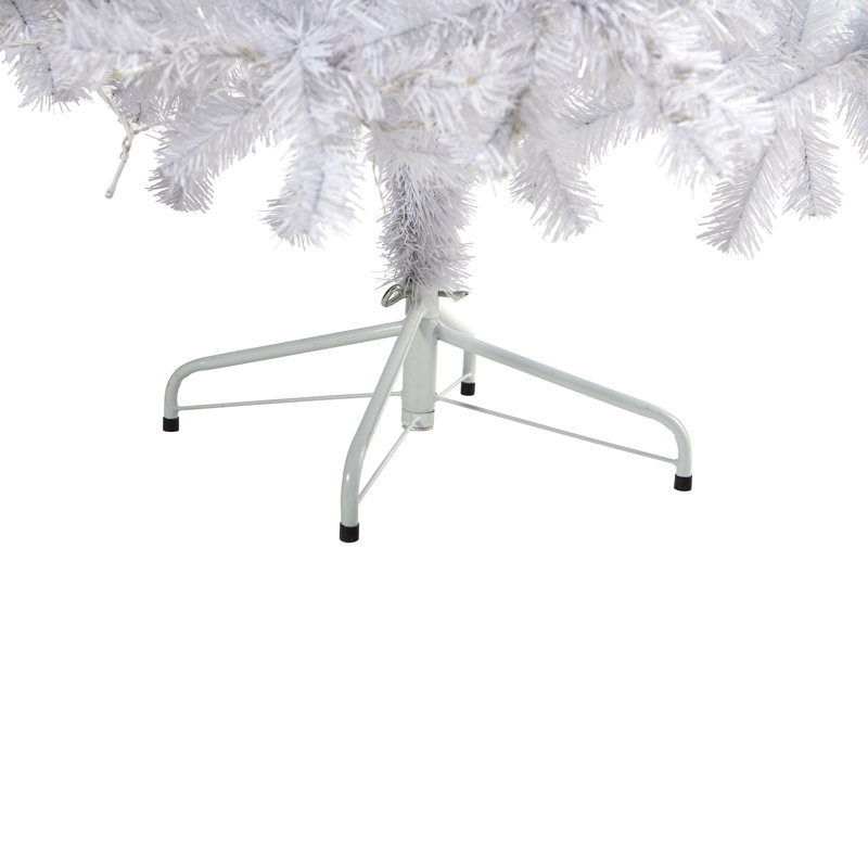 Arbre de Noël artificiel pin blanc avec lumières claires, H 6 pi