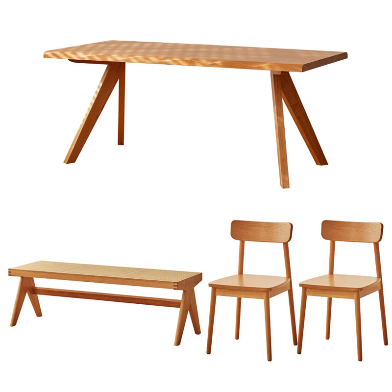 Ensemble de table en bois de cerisier Simple Creative, H 29,52 po x L 78,74 po x l 35,43 po