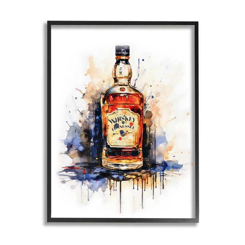 Whiskey Modern Splash par Amanda Greenwood, H 30 po x l 24 po x P 1,5 po, Giclée encadrée noir minuit