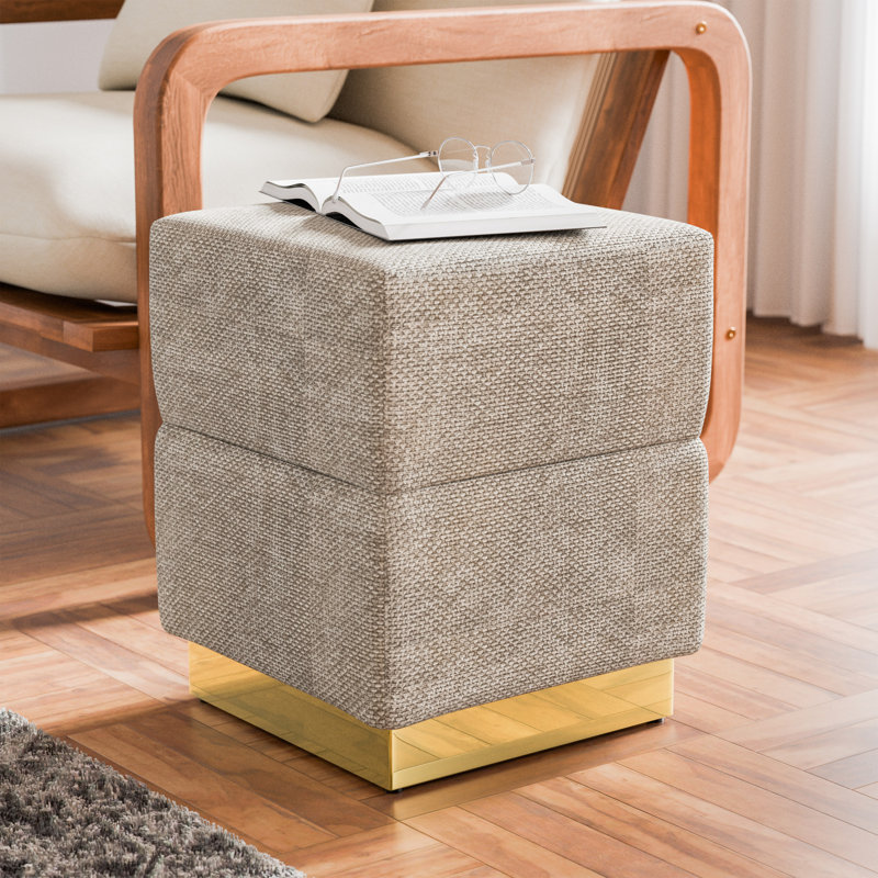 Munt Chenille Ottoman With Hidden Storage Compartment, Gray