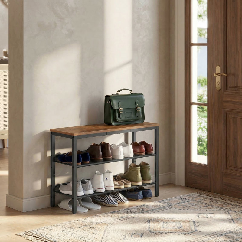 Range-chaussures 9 à 12 paires avec tablettes réglables , Brun / Noir, H 21,3 po x l 30,3 po x P 11,4 po