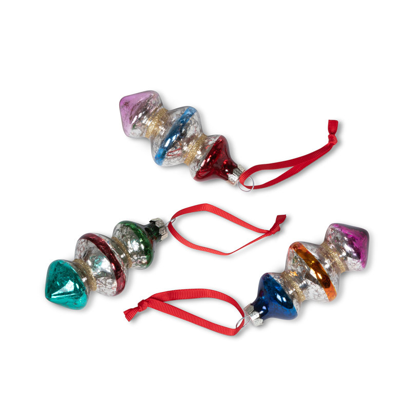 Ornement en verre rétro, 3 styles variés