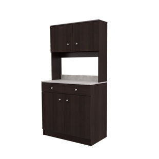 Ambrossia Slab Espresso 36.02'' W x 70.87'' H Laminate Standard Pantry/Tall Cabinet Ready-to-Assemble