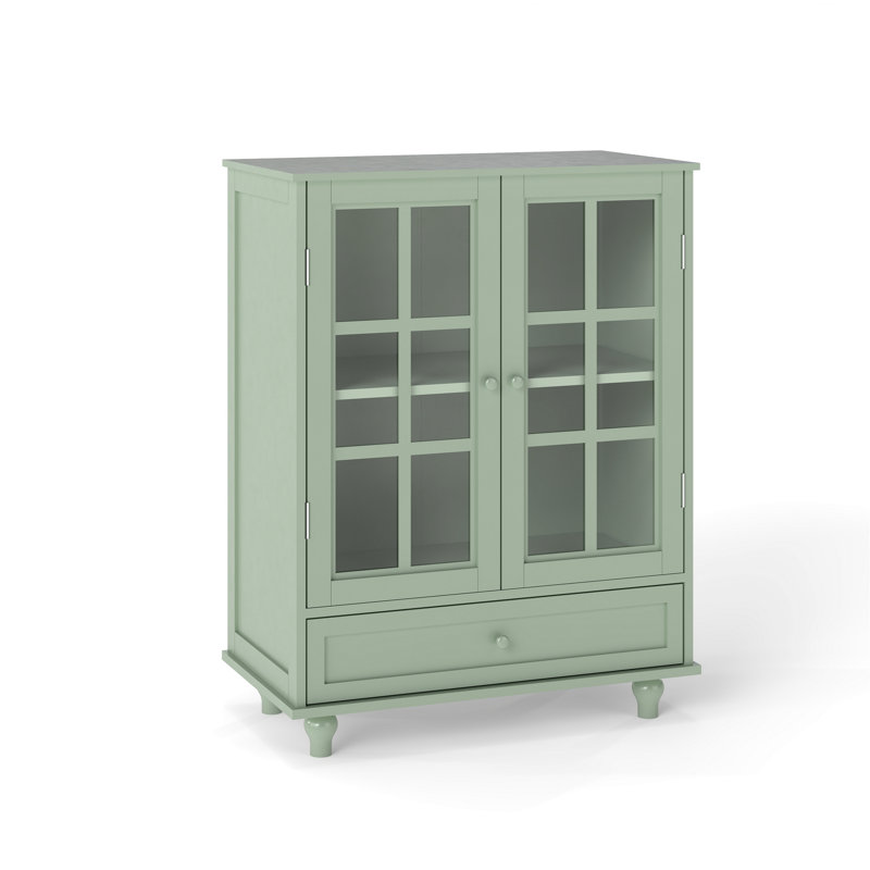 Buffet de cuisine, buffet de rangement en bois, armoire buffet avec tiroir et portes doubles en verre