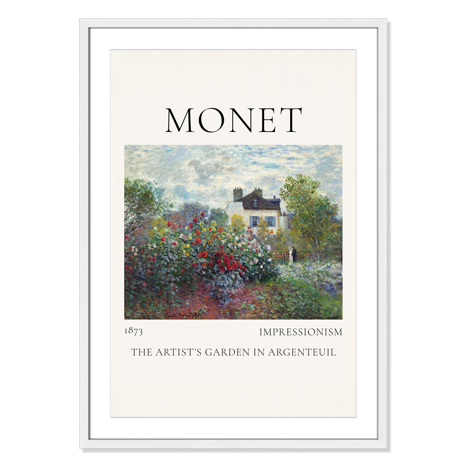 Artists Garden in Argenteuil Print by Claude Monet, Yes, 35.5" H x 25.5" W x 1.25" D, White Single Picture Frame