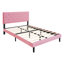 Queen Size Bed In Pink Linen - No Box Spring Needed, Easy Setup, 21.65 In. Package Width, Wood Slat Support, Modern Design Upholstered Platform Frame With Button Headboard To Assemble, Backbone, 600-1295568698-1295568700
