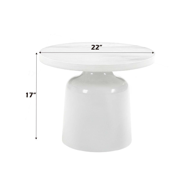 Table de bout d'ingénierie en marbre et blanc à finition ultrabrillante