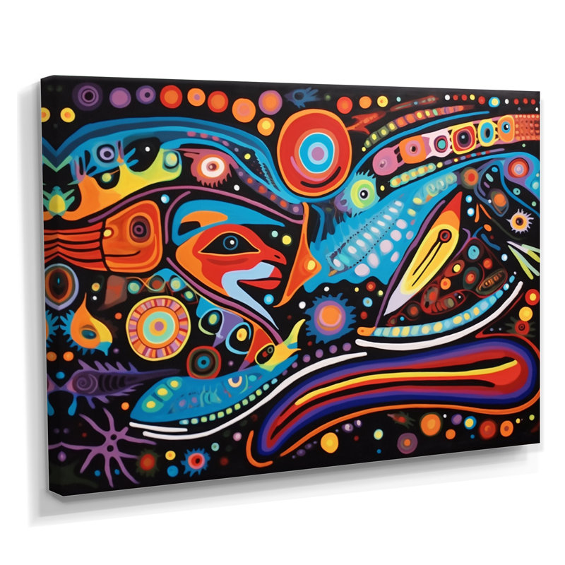 Indigène composition grand mystère - art mural amérindien, H 12 po x l 20 po x P 1 po, Toile tendue