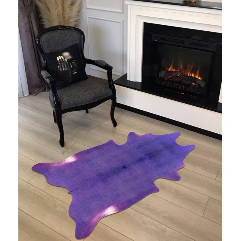Tapis mauve en similicuir Novelty Helmine, Nouveauté 5 pi 3 po x 7 pi 7 po