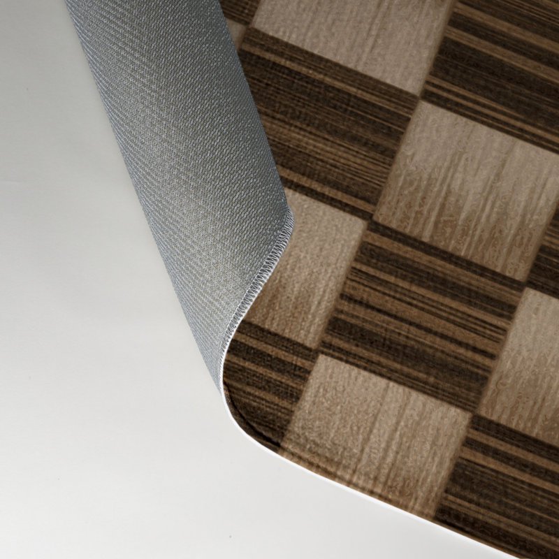Tapis d'intérieur et d'extérieur à carreaux brun, Rectangle 5 pi x 7 pi