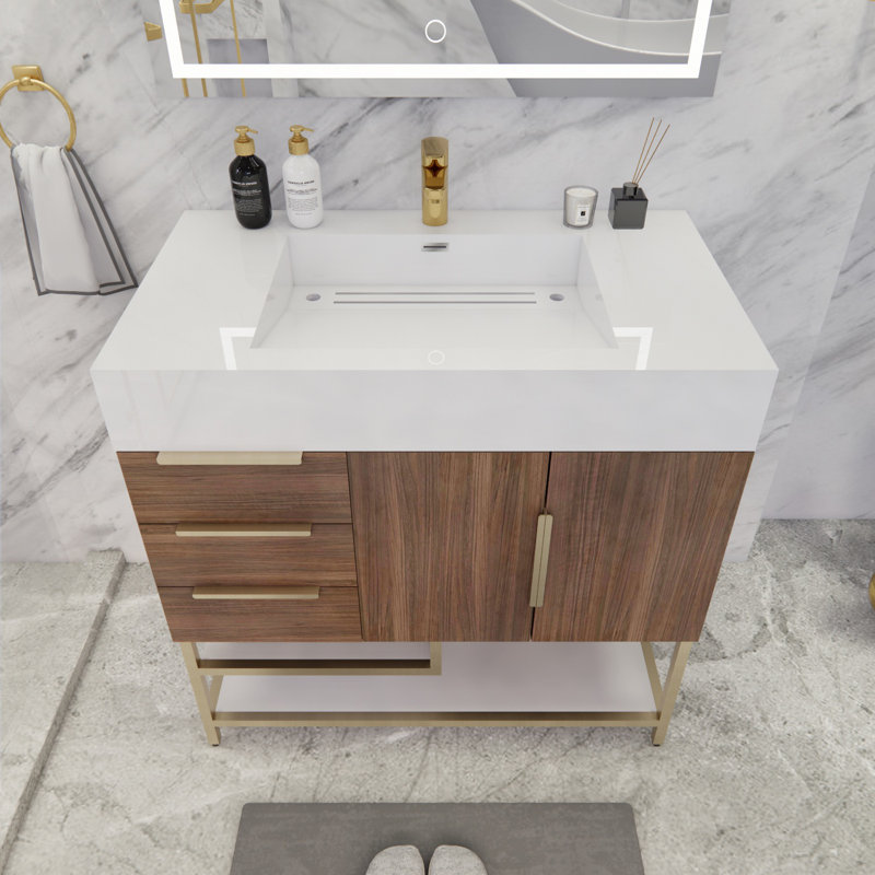 Ensemble de meuble-lavabo simple 36 po Sevara, Bois de rose