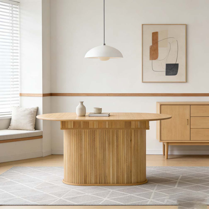 55.11"-70.86" Extendable Dining Table, Natural