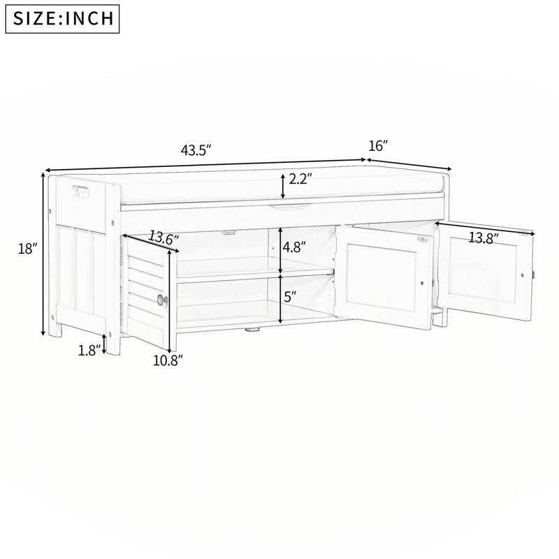 Rustic Storage Bench with Hidden Space and Multiple Functions for Home, Gray Wash