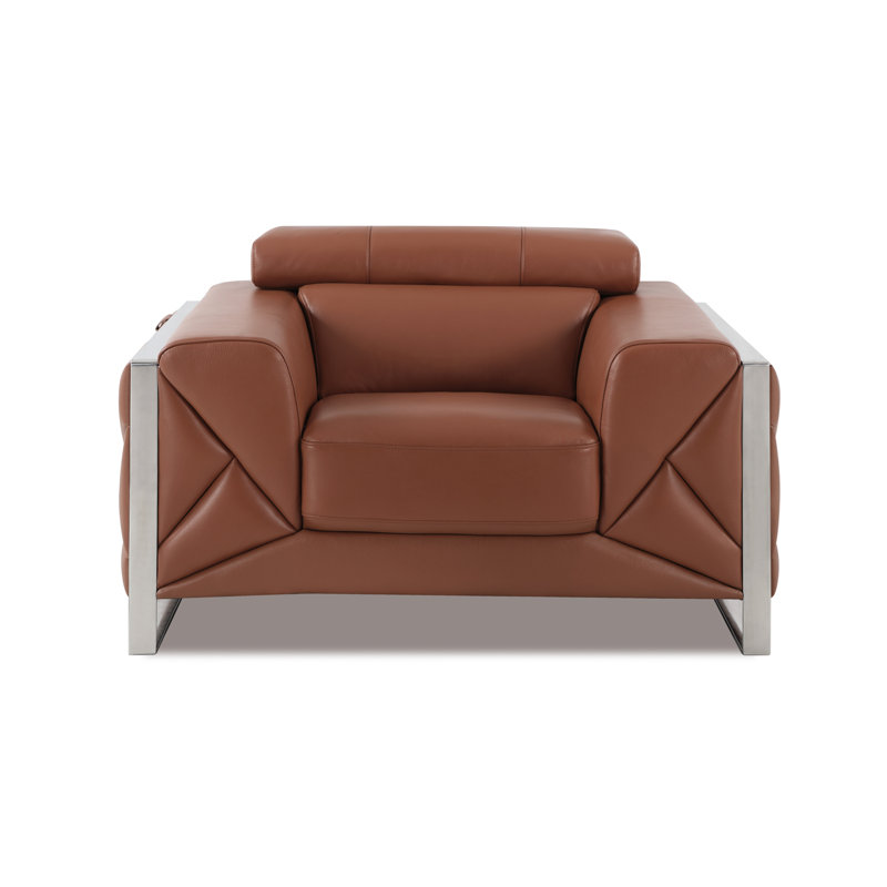 Chaise en cuir italien à grain supérieur, Chameau