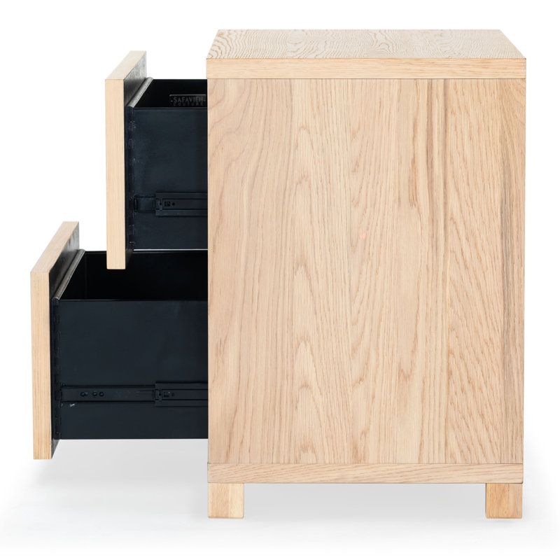 Lesheka 2 Drawer Wood Nightstand, Oak