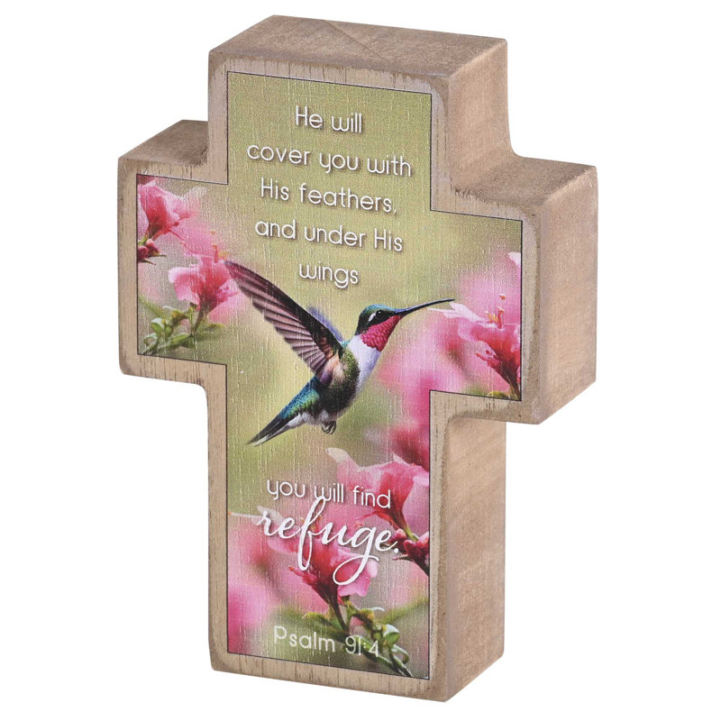 Tabletop Cross Hummingbird He Will Cover