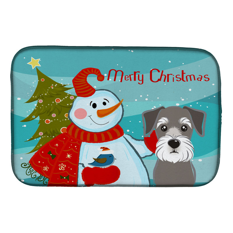 Tapis de séchage bonhomme de neige avec schnauzer
