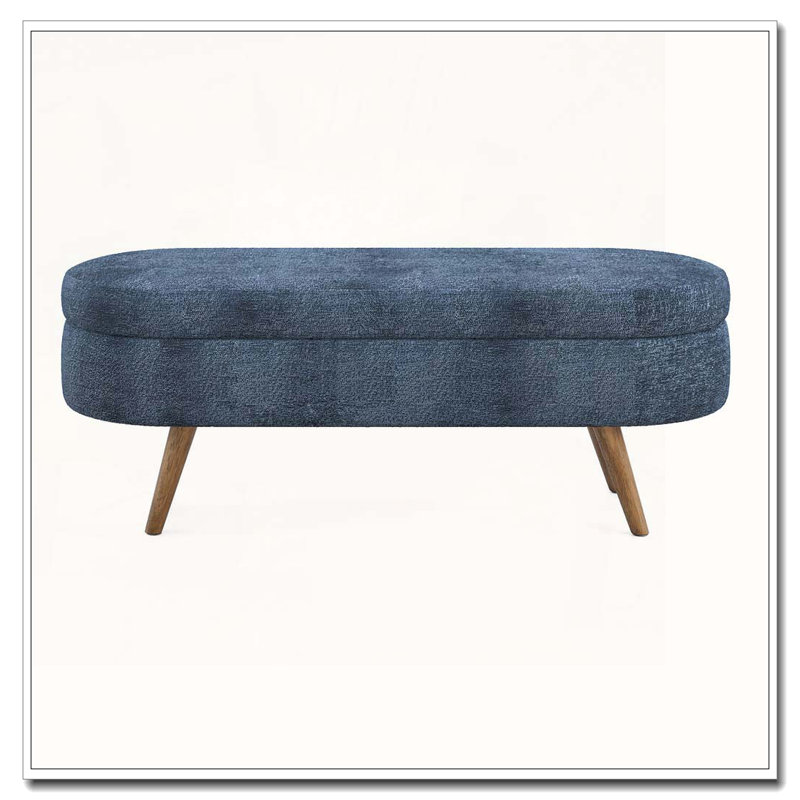 Banc de rangement repose-pieds ovale, Bleu très foncé