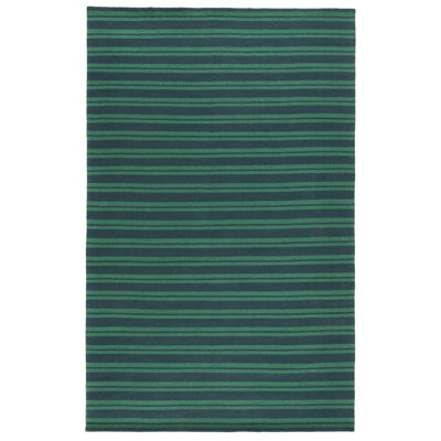 Tapis vert à rayures tissé à la main Performance