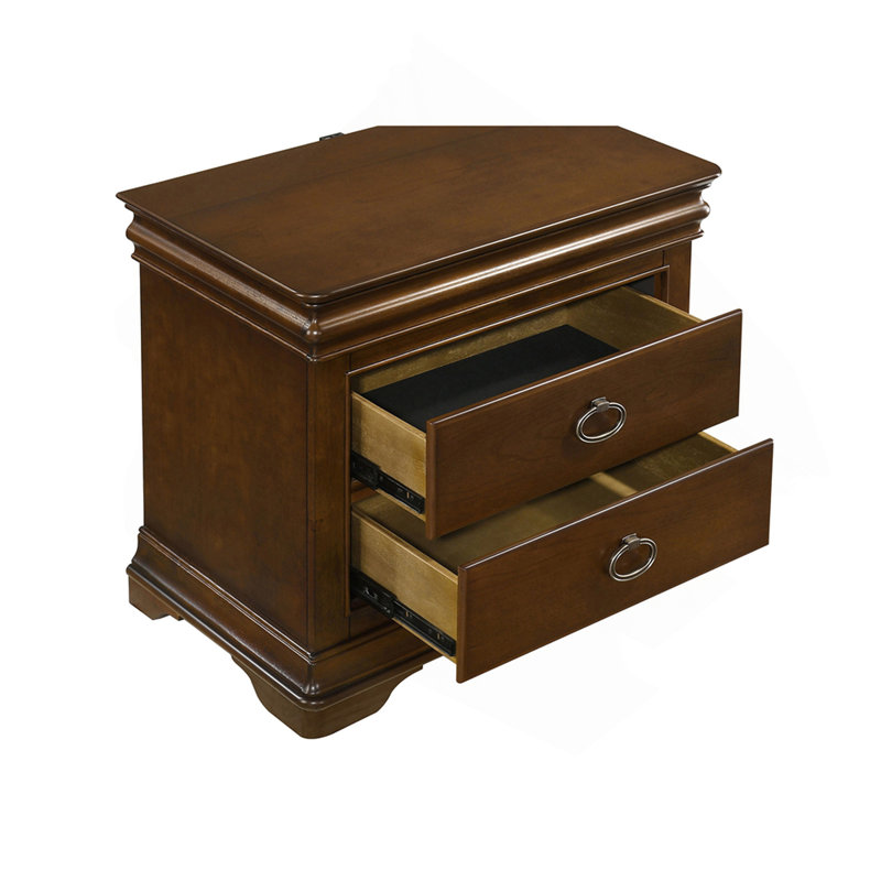 Table de chevet 2 tiroirs Brown Cherry