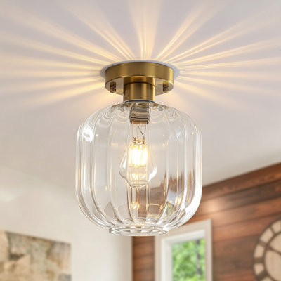 Plafonnier semi-encastré en verre 1 lumière