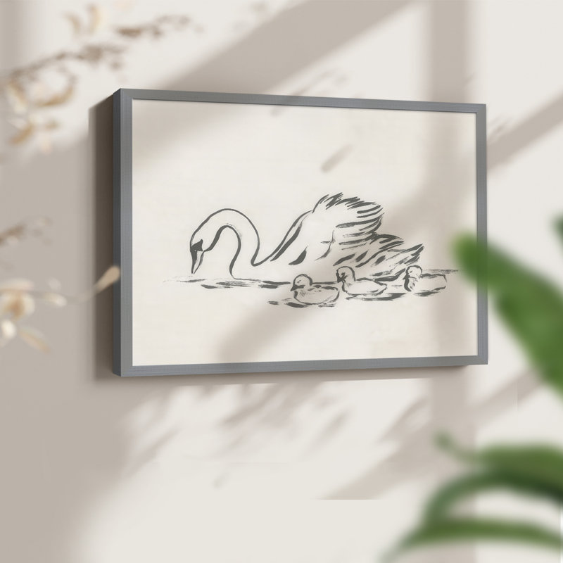 Esquisse de cygne IV - reproduction encadrée, Gris, H 11 po x l 14 po