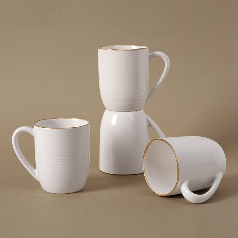 Fellows 4 Piece Stoneware Coffee Mug Set, Antique White