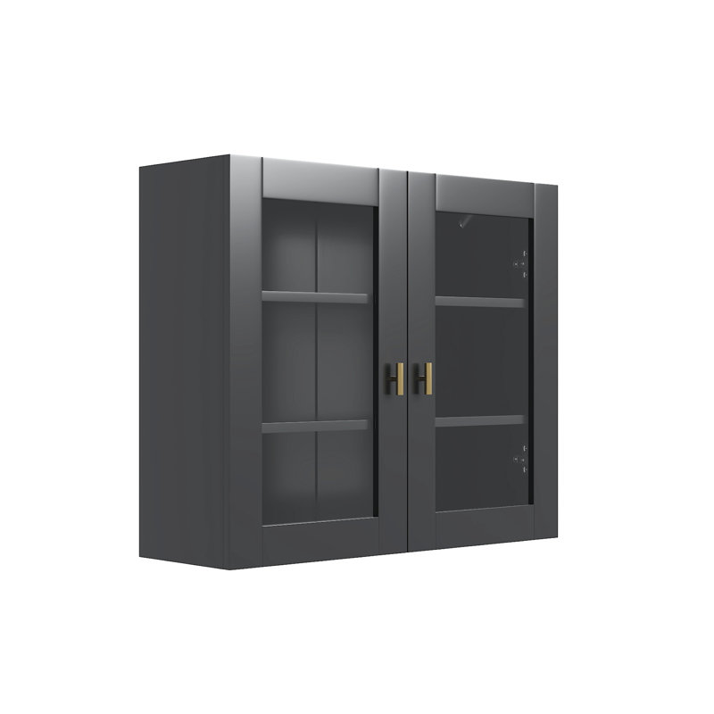 70x60cm 2 Doors Wall Mounted Cabinet, Black