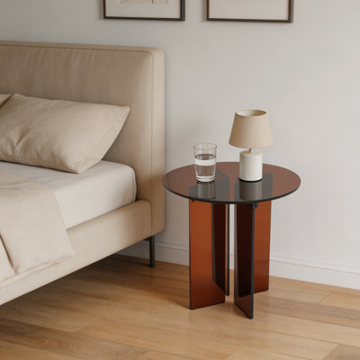 Petite table basse en acrylique, table de bout ronde en acrylique, table d'appoint au sol minimaliste