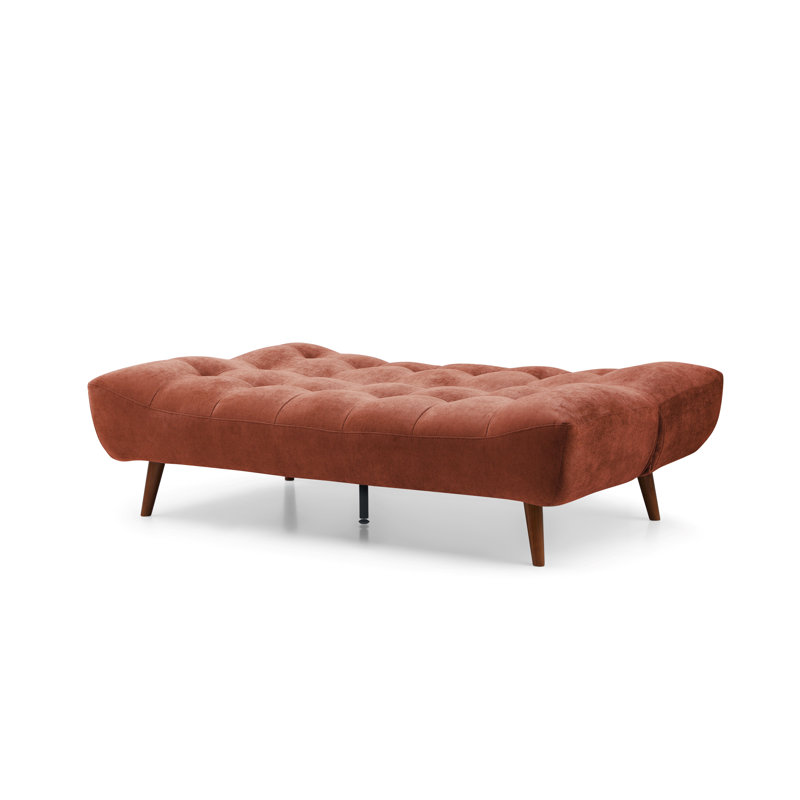 Akil  3 Seater Chenille Sofa Bed, Walnut, Orange