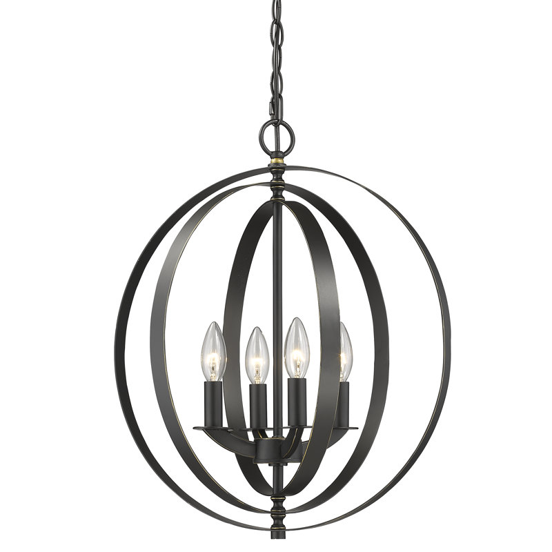 Lustre rond en métal 4 lumières Meisel, Bronze