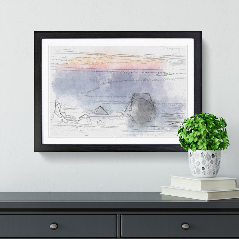 Beach in Bandon - Picture Frame Painting Print, 36cm H x 48cm W x 2cm D, Black Framed