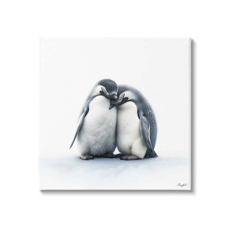 «Minimal Penguins Cuddling On Canvas» par Roozbeh, reproduction, H 24 po x l 24 po x P 1,5 po