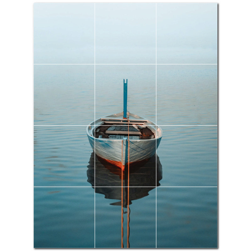 Murale en céramique satinée Boat Photo 8 po x 8 po