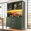 120×40×179cm Black/Green Tall Sideboard with USB App-Controlled LED, 4 Doors & 3 Drawers, Multi-purpose Storage Cabinet for Kitchen & Living Room